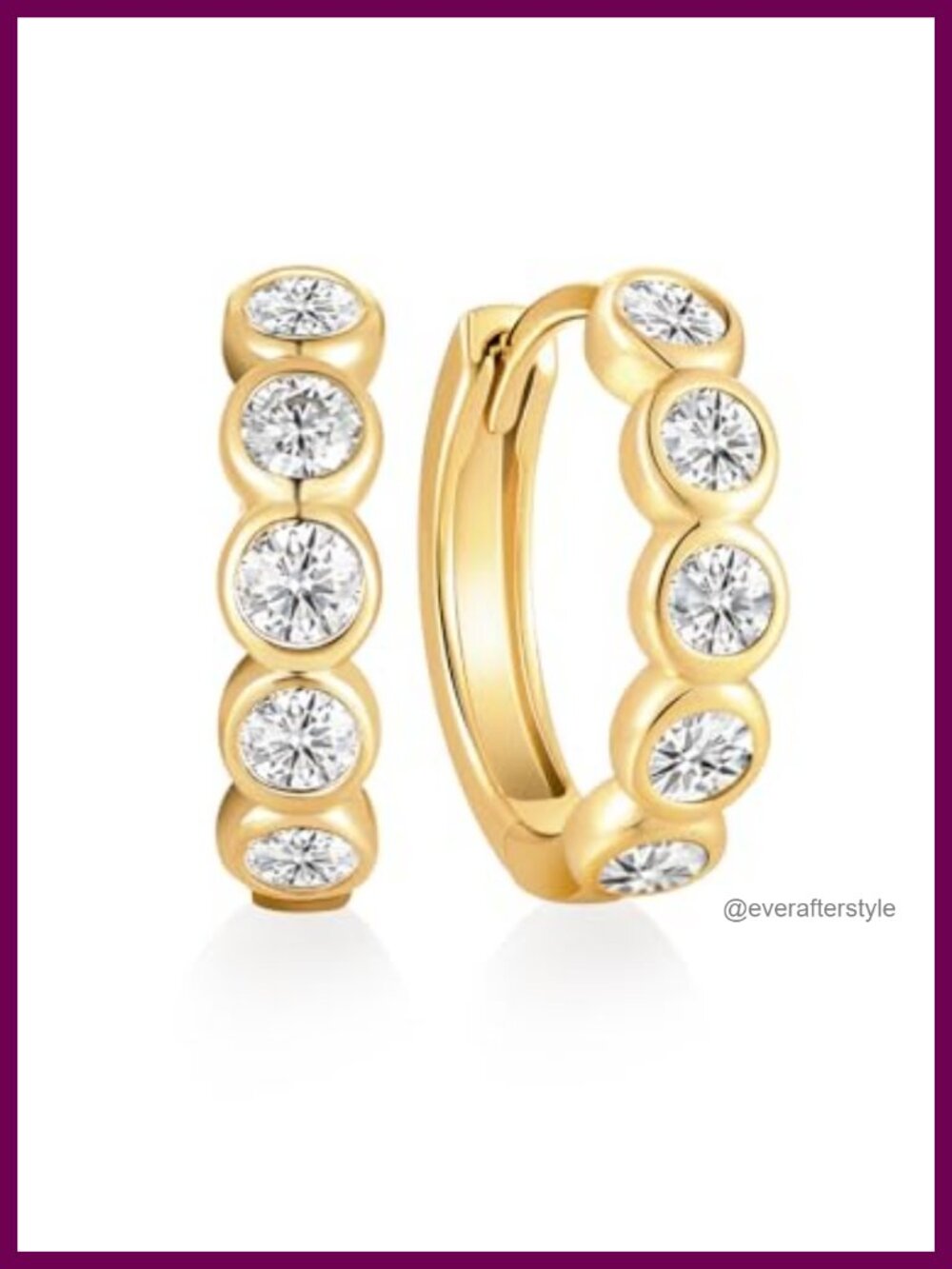 Moissanite Small Hoop Earrings 925 Sterling Silver Rhodium Plated Bezel Set